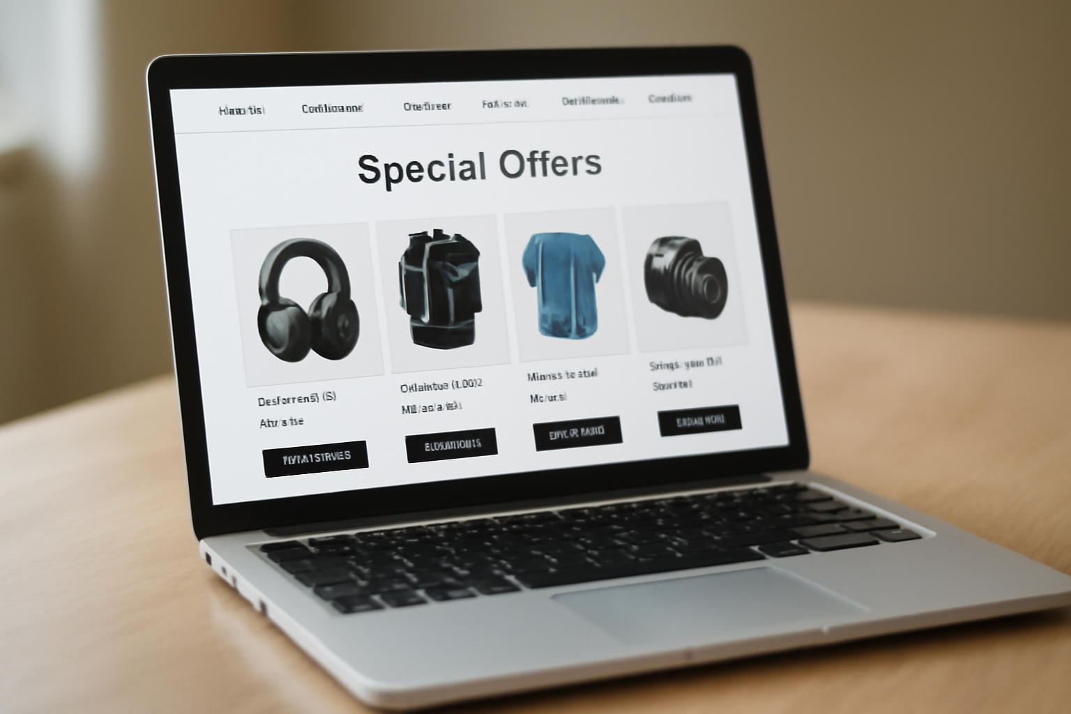 ordinateur affichant page d'offres en ligne