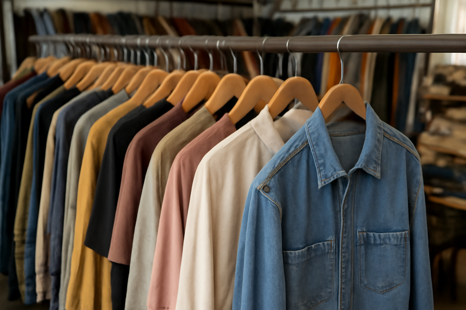 vetements sur cintres en magasin et friperie