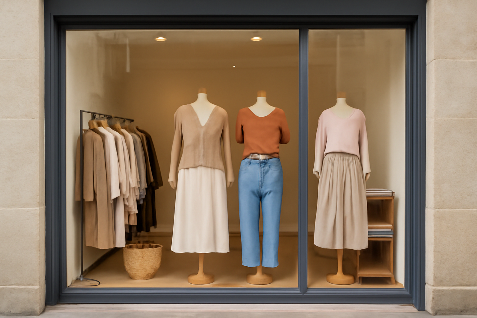 vitrine de petite boutique de vêtements