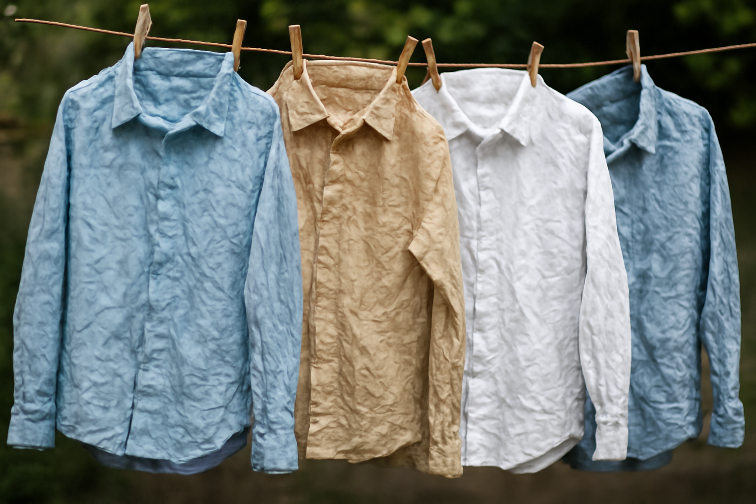 chemises froissees sur corde a linge