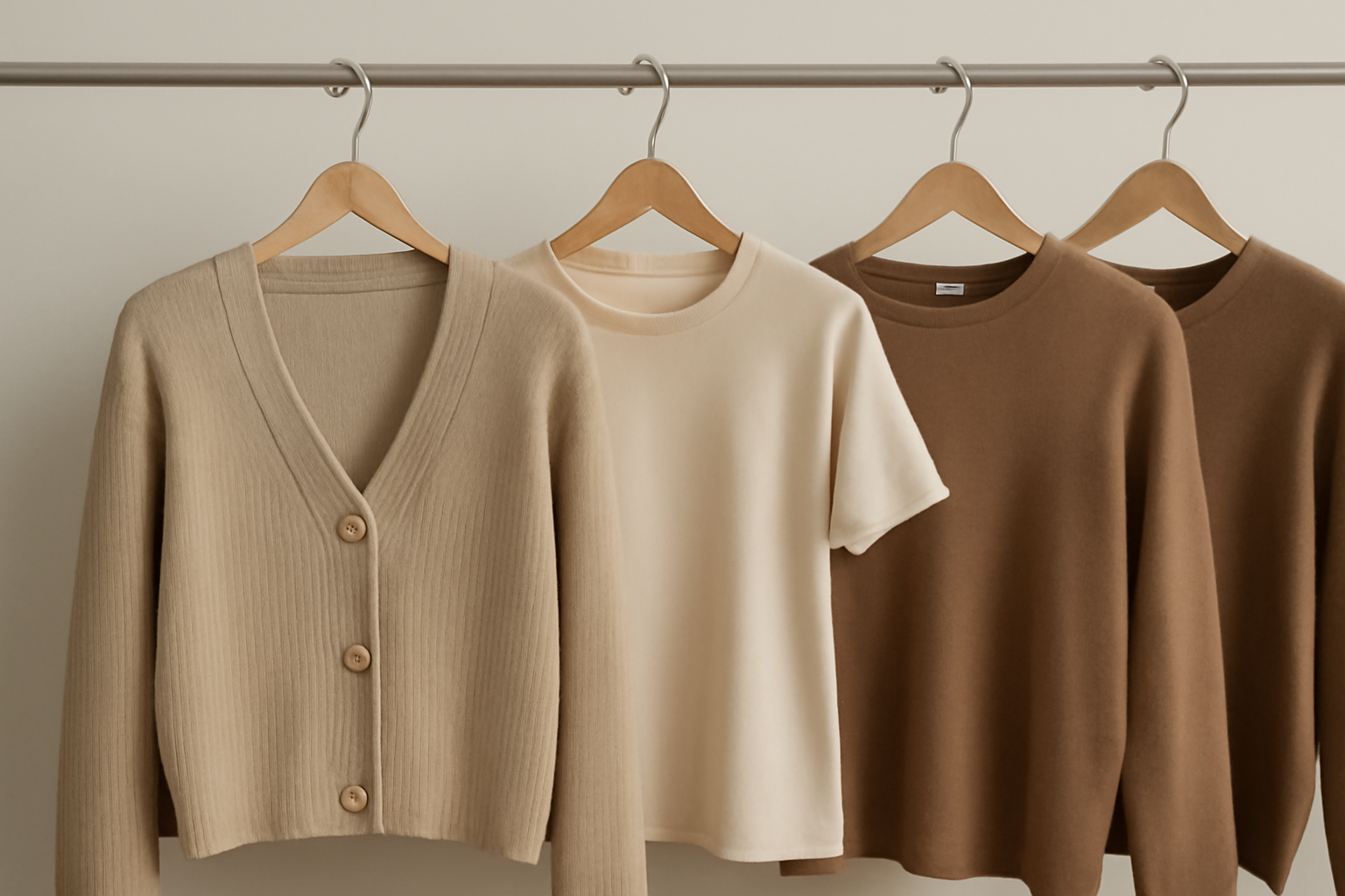 cintres avec tenues coordonnées suspendues