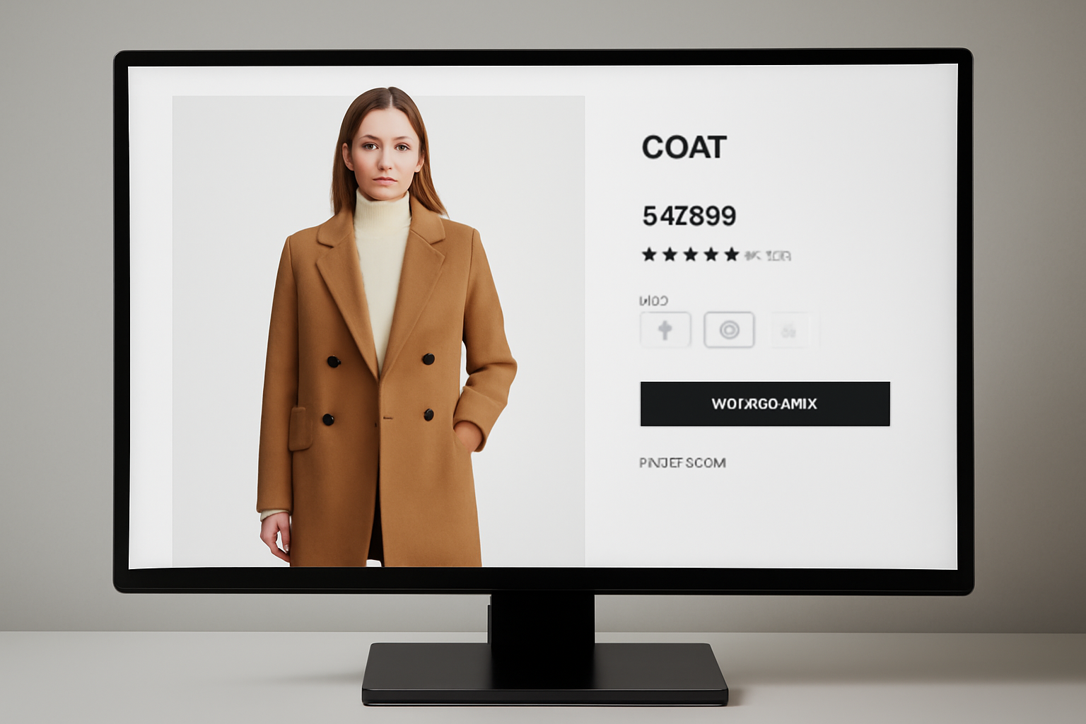 écran ordinateur affichant page produit manteau