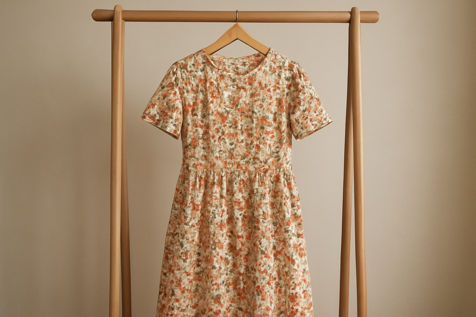 robe imprimée posée sur un portant