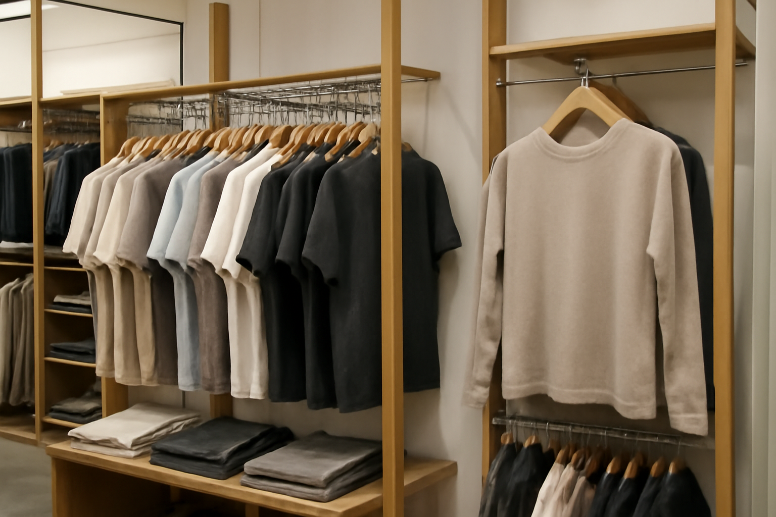 rayon vêtements basiques en boutique