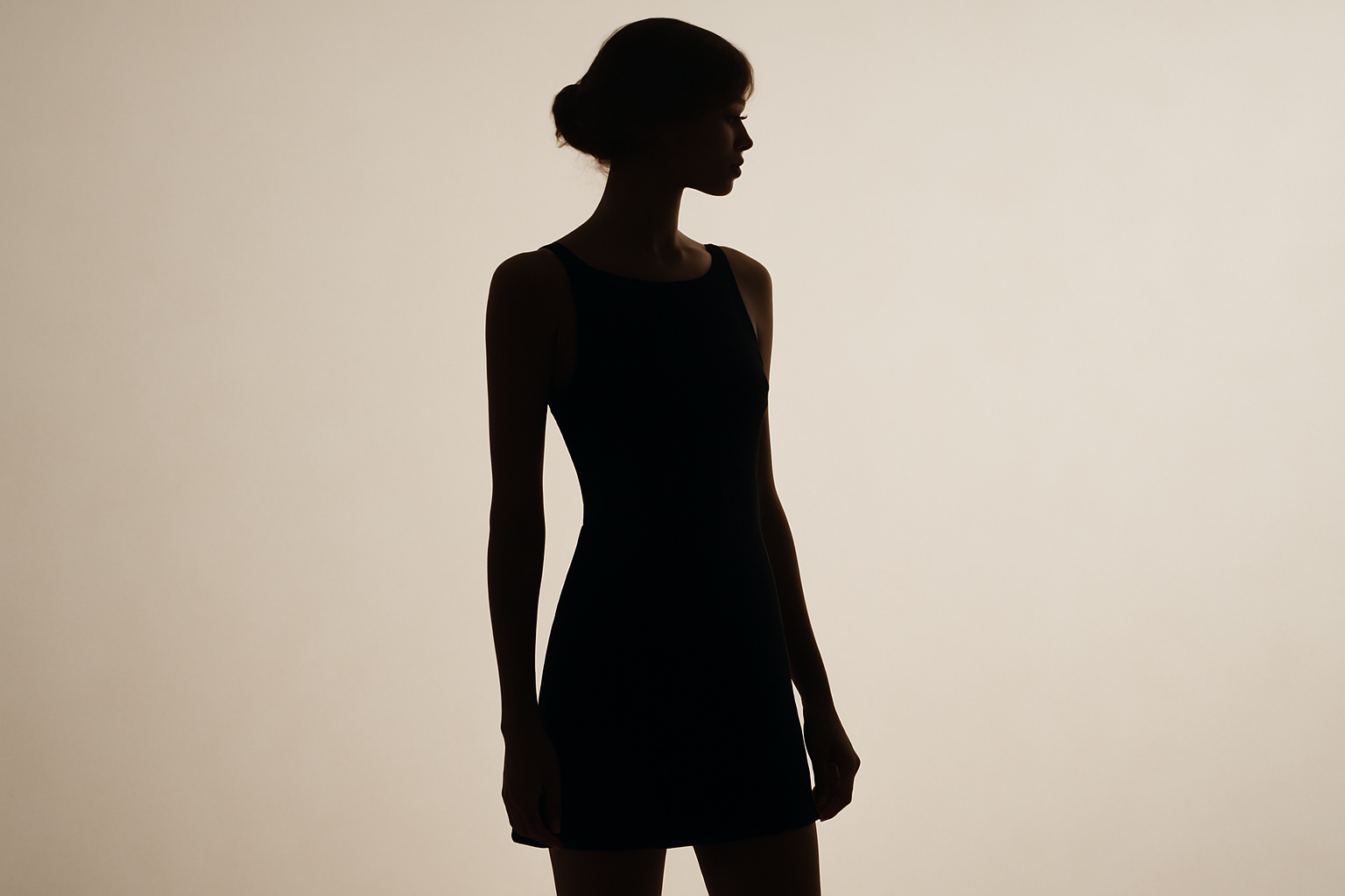 silhouette portant une robe courte minimaliste