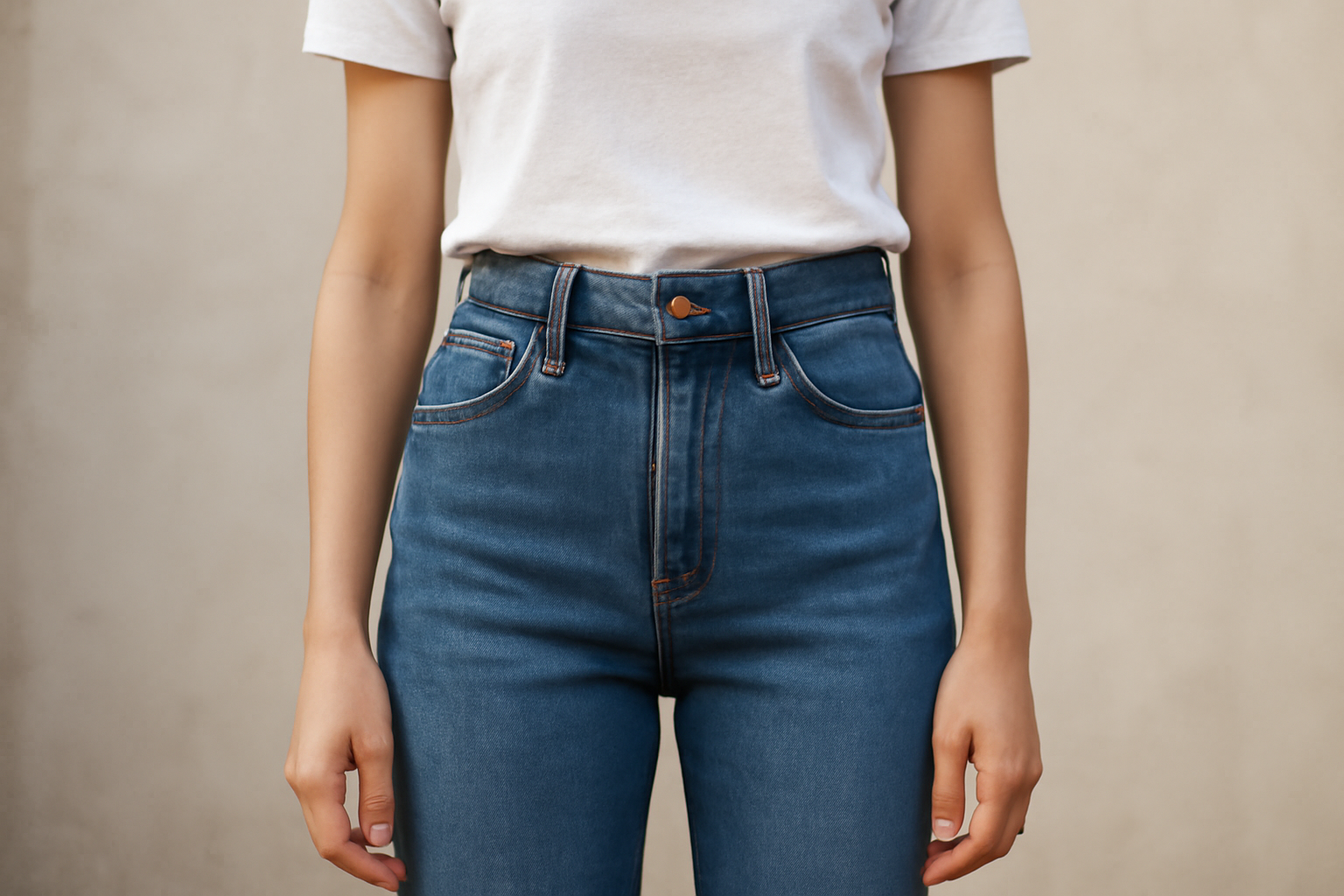 personne debout portant jean taille haute