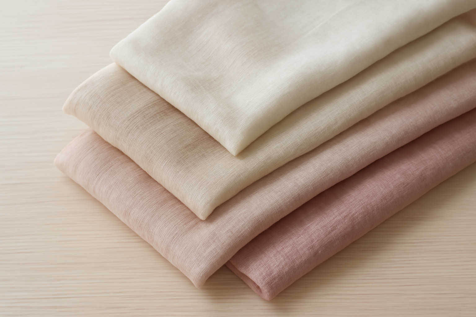 échantillons tissus légers sur table claire