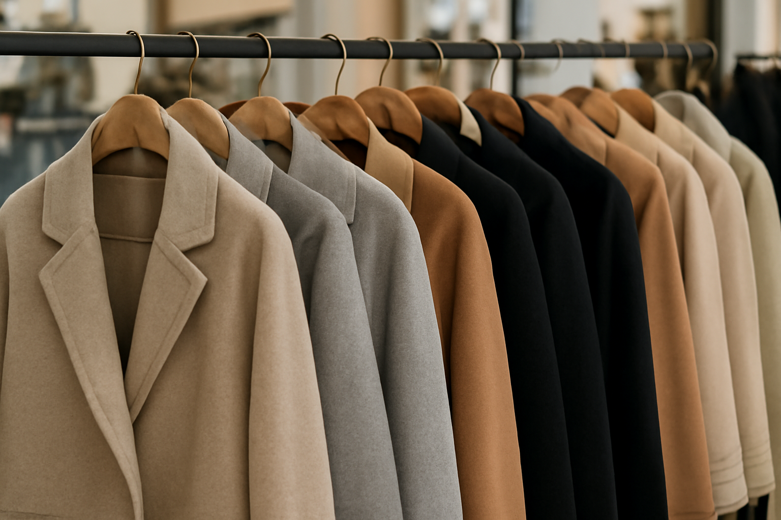 rangée de manteaux suspendus en boutique