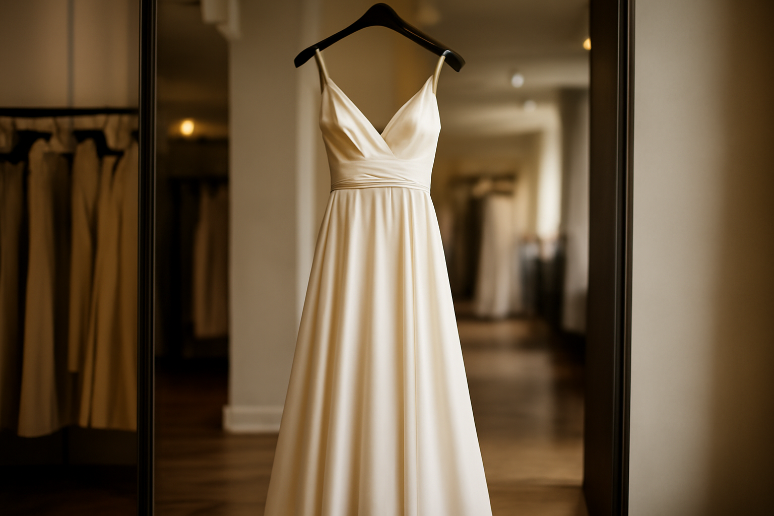 robe élégante suspendue dans une boutique