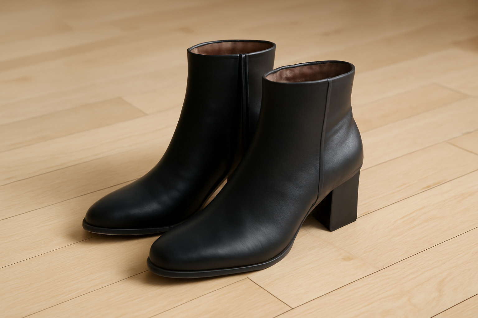 paire de bottines posée sur parquet clair