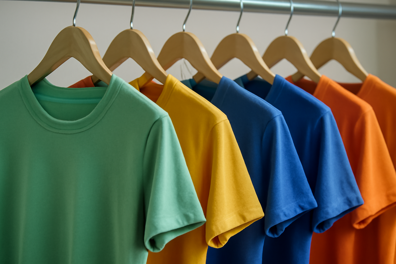 vêtements colorés suspendus sur cintres