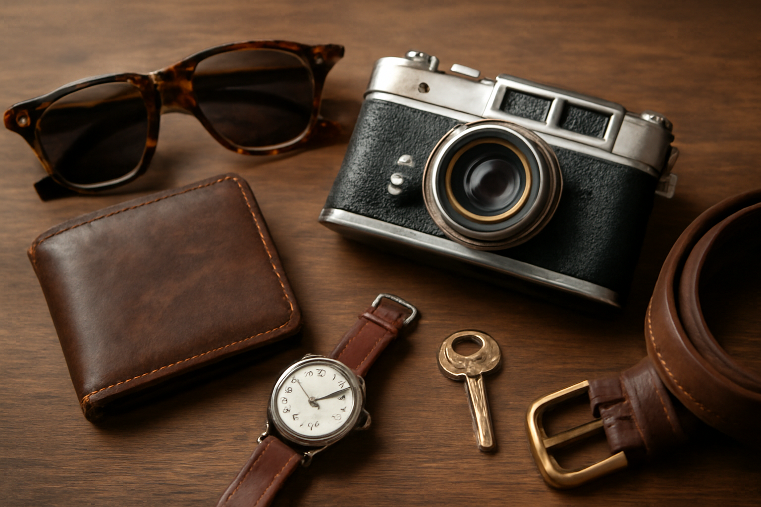 accessoires rétro posés sur une table