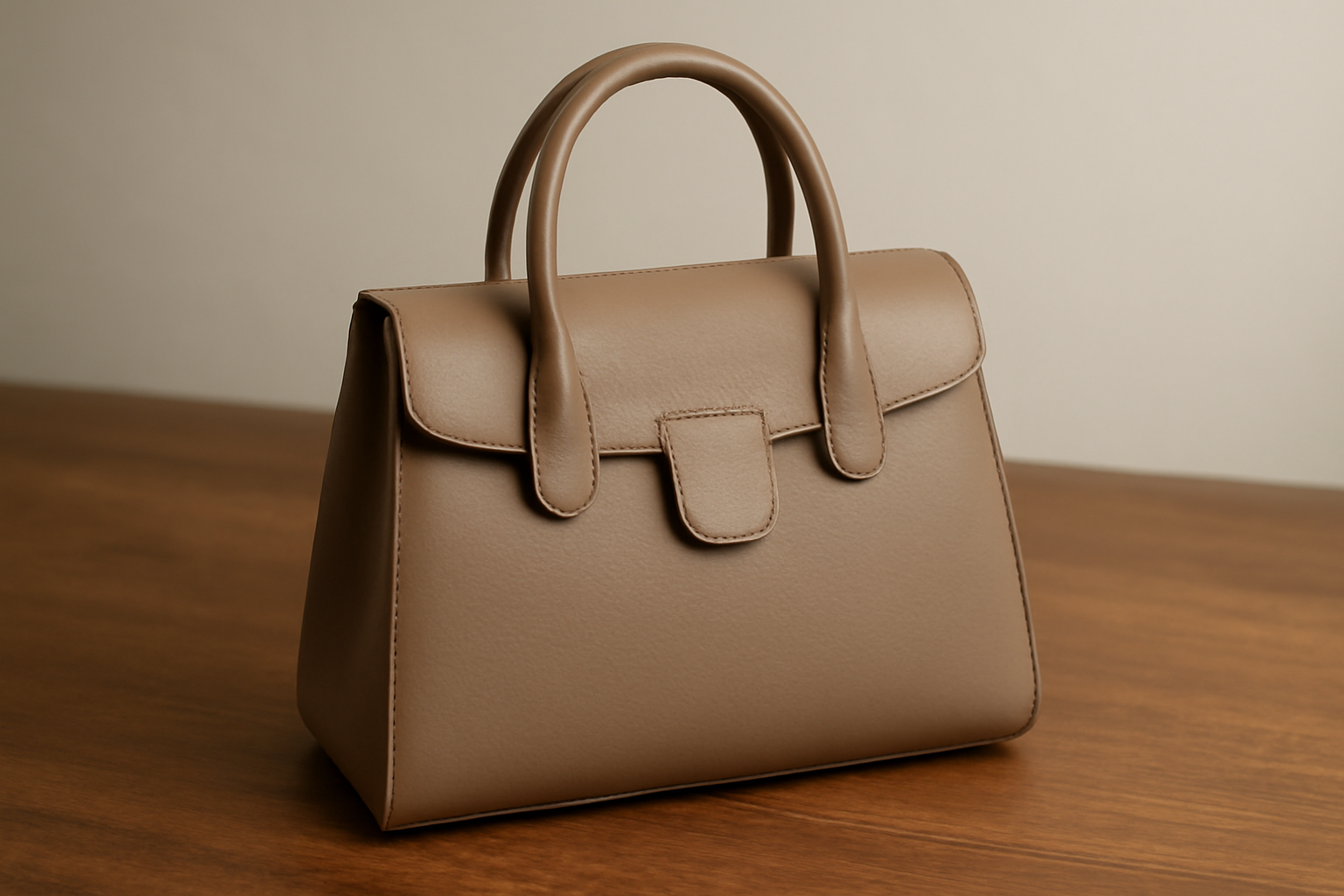 sac à main posé sur un bureau en bois