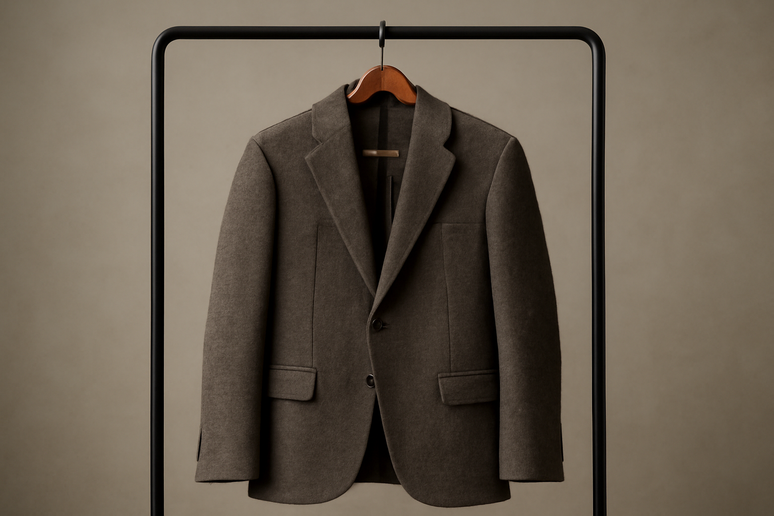 veste en laine posée sur un portant