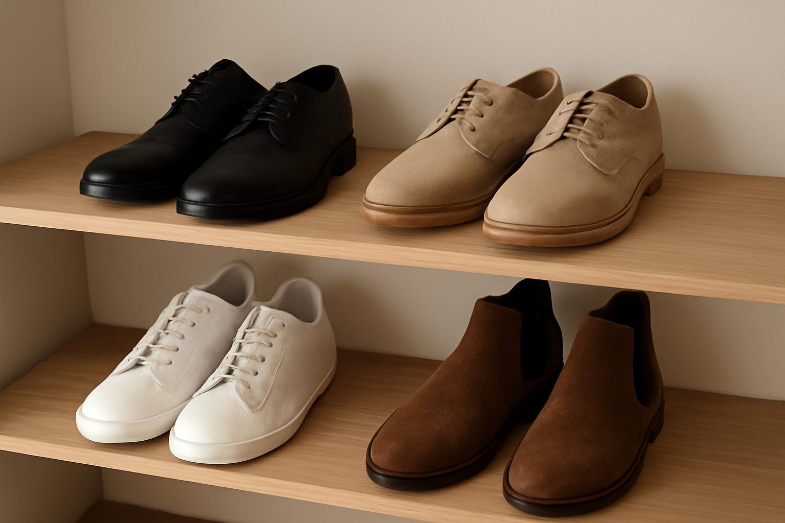 plusieurs paires de chaussures sur etagere