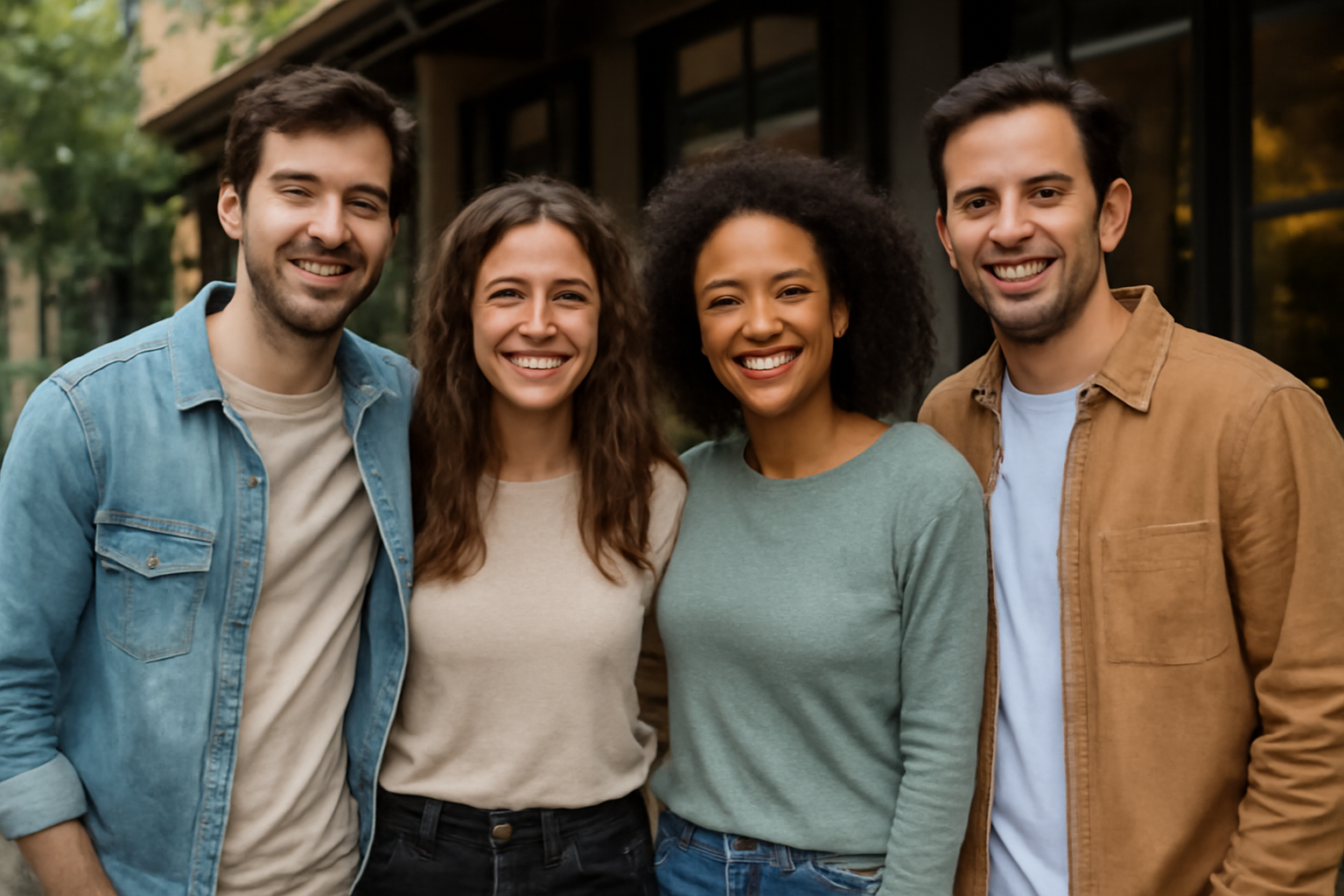groupe amis habilles casual pour brunch