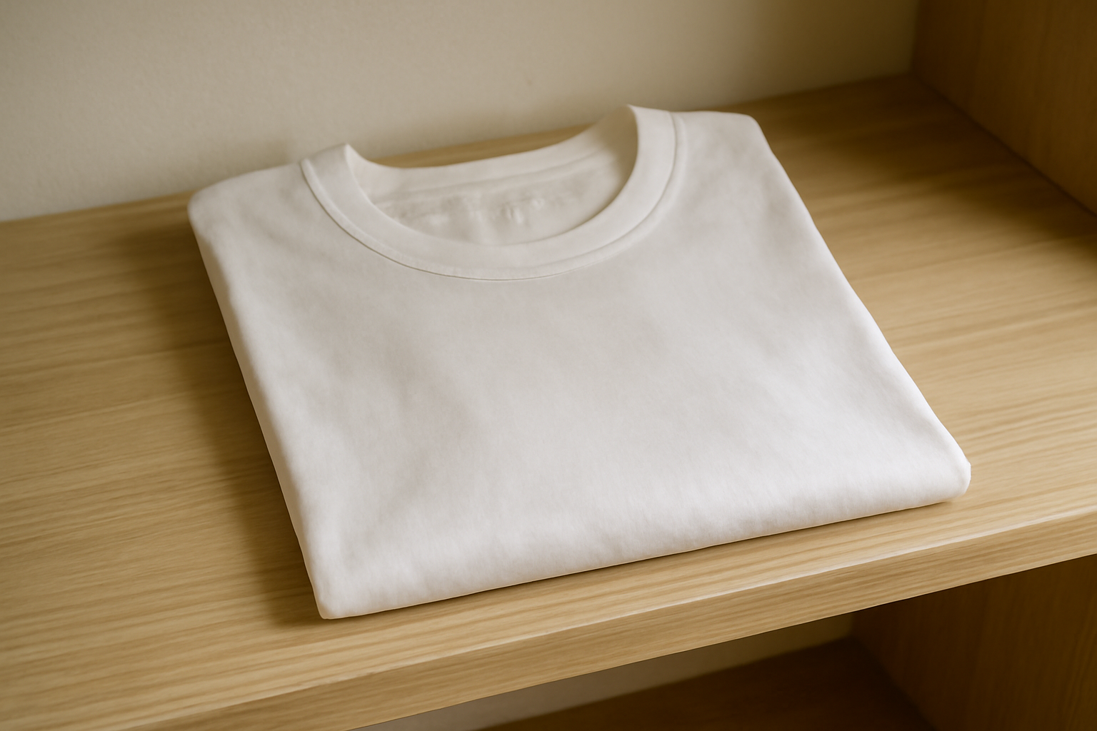 t-shirt basique posé sur une étagère