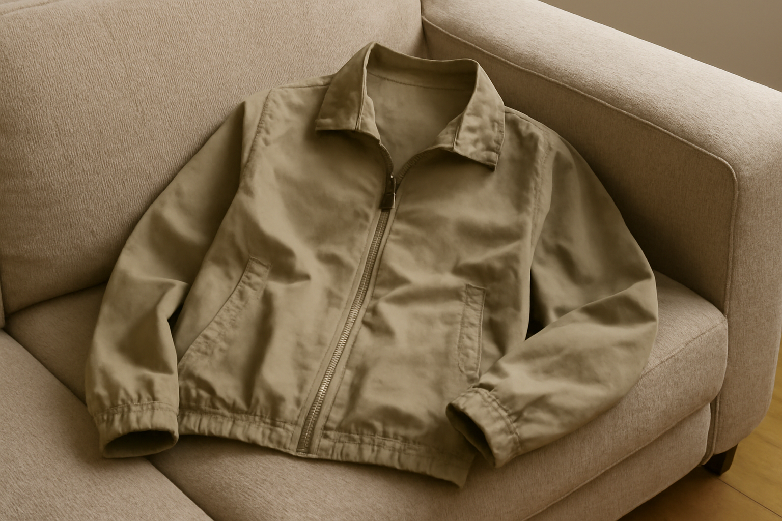 veste légère posée sur un canapé