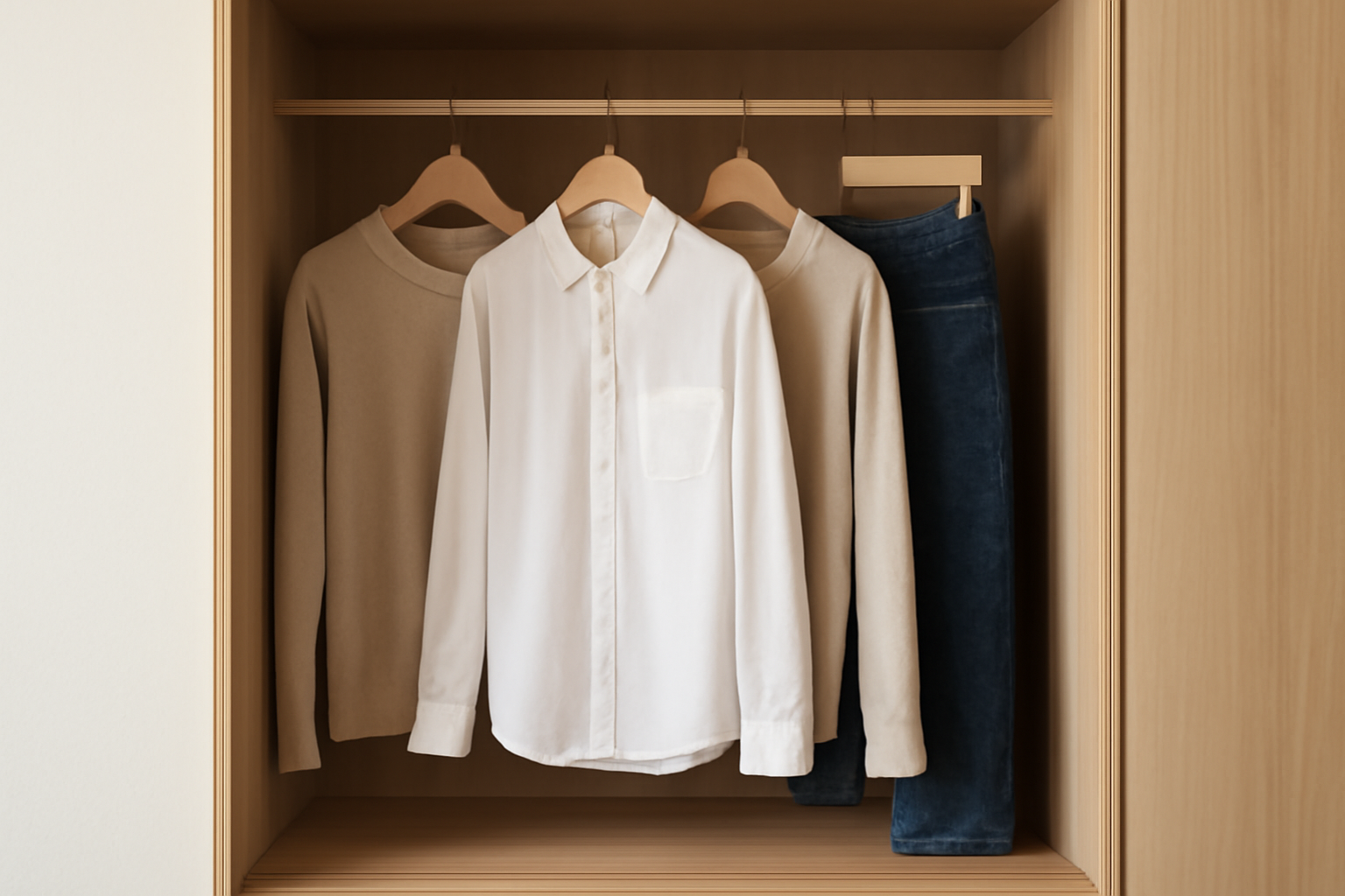 armoire minimaliste avec peu de vetements