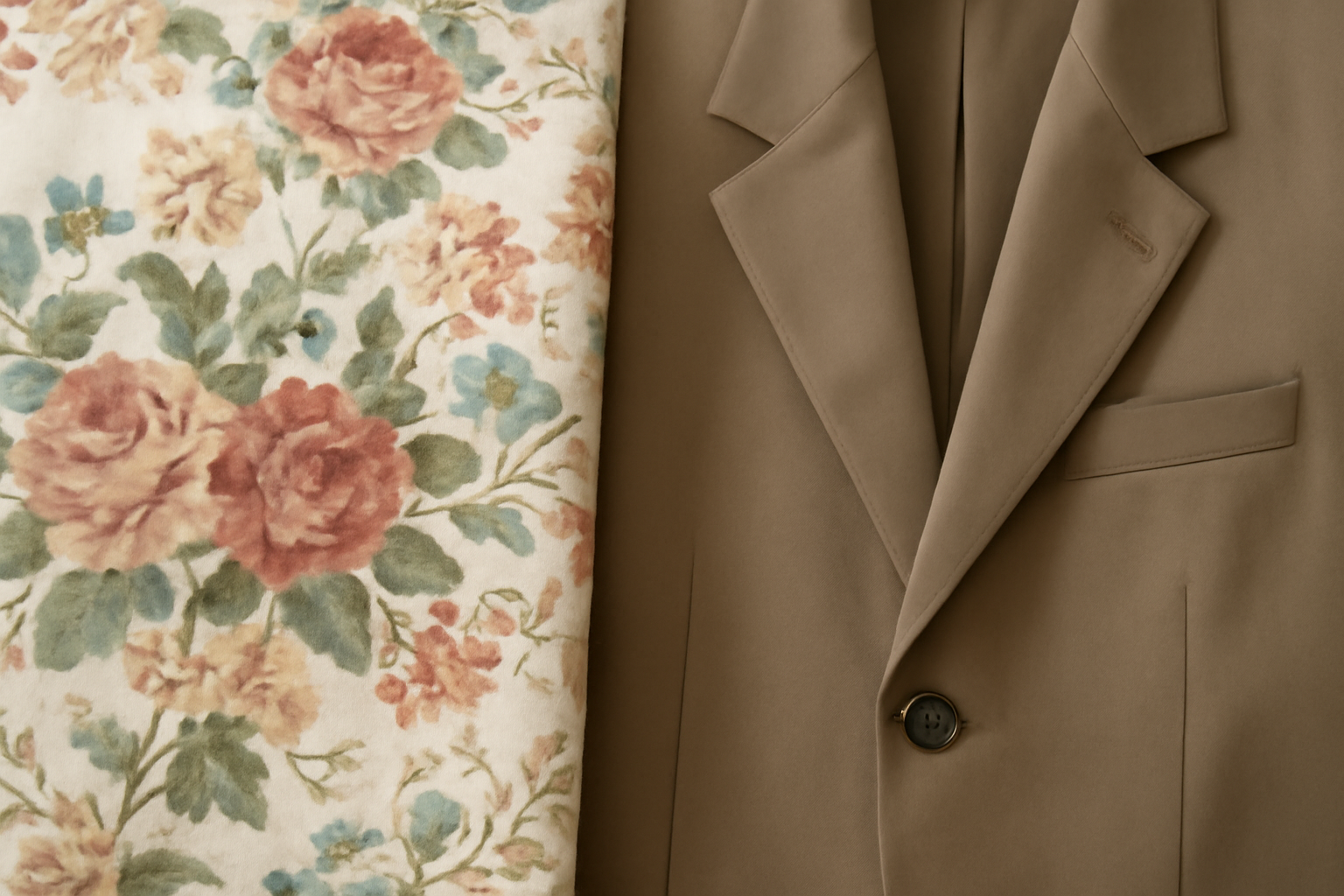 tendancemagasin-assortir-motifs-floraux tissu fleuri assorti a un blazer uni