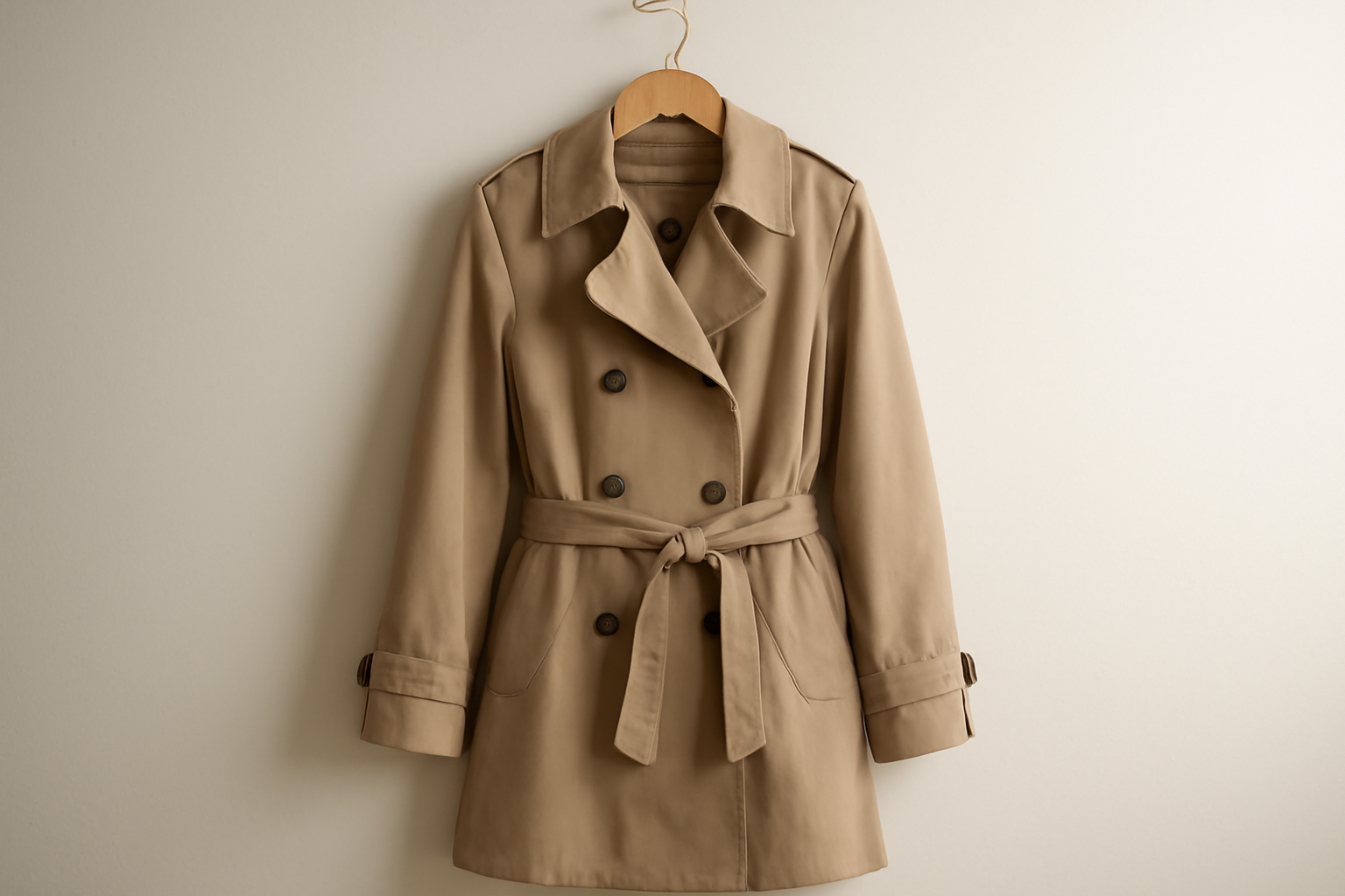 tendancemagasin-burberry-coach-trench trench beige suspendu sur un cintre