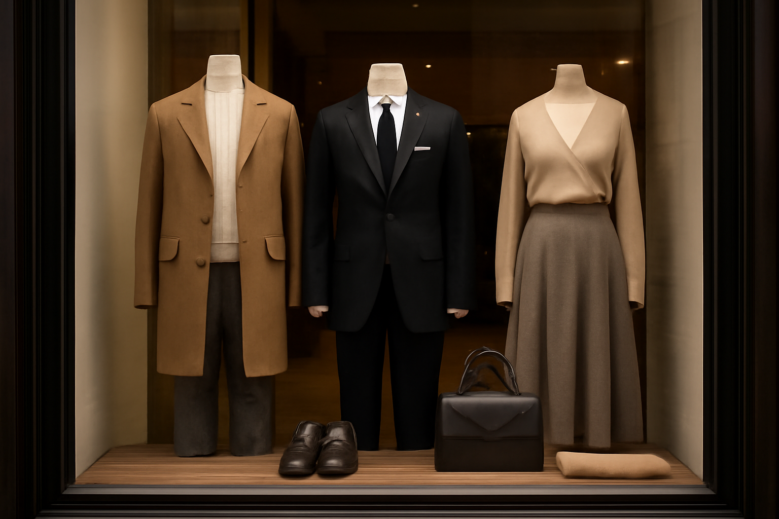 vitrine avec pièces classiques et élégantes