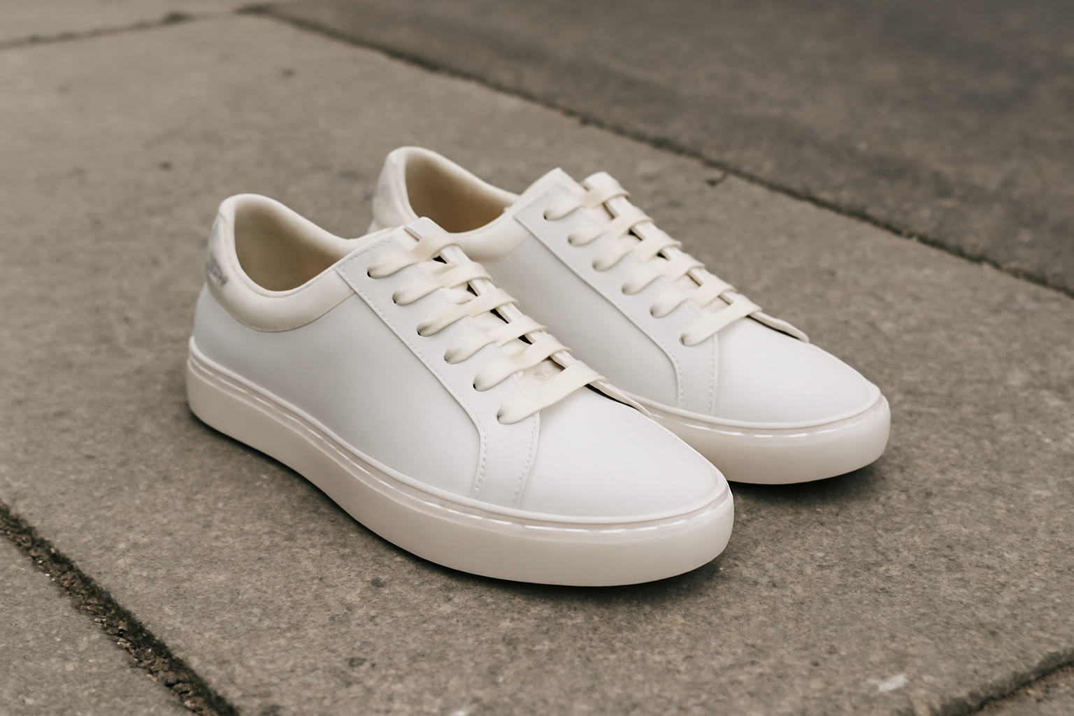 paire de sneakers basses sur trottoir
