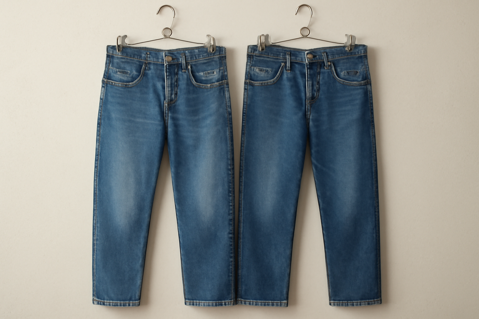 deux jeans pendus cote a cote
