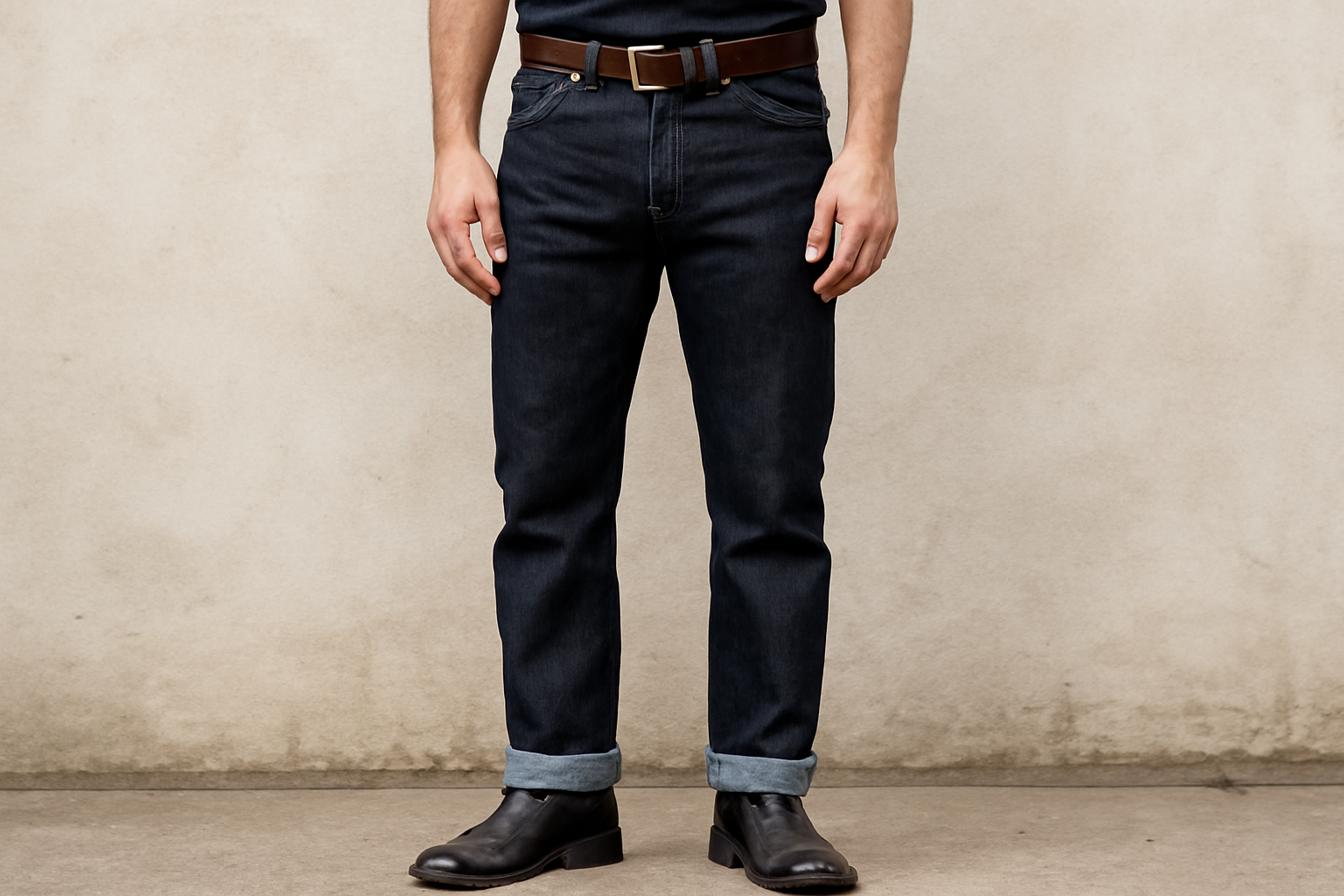 jean brut porte avec bottines et ceinture