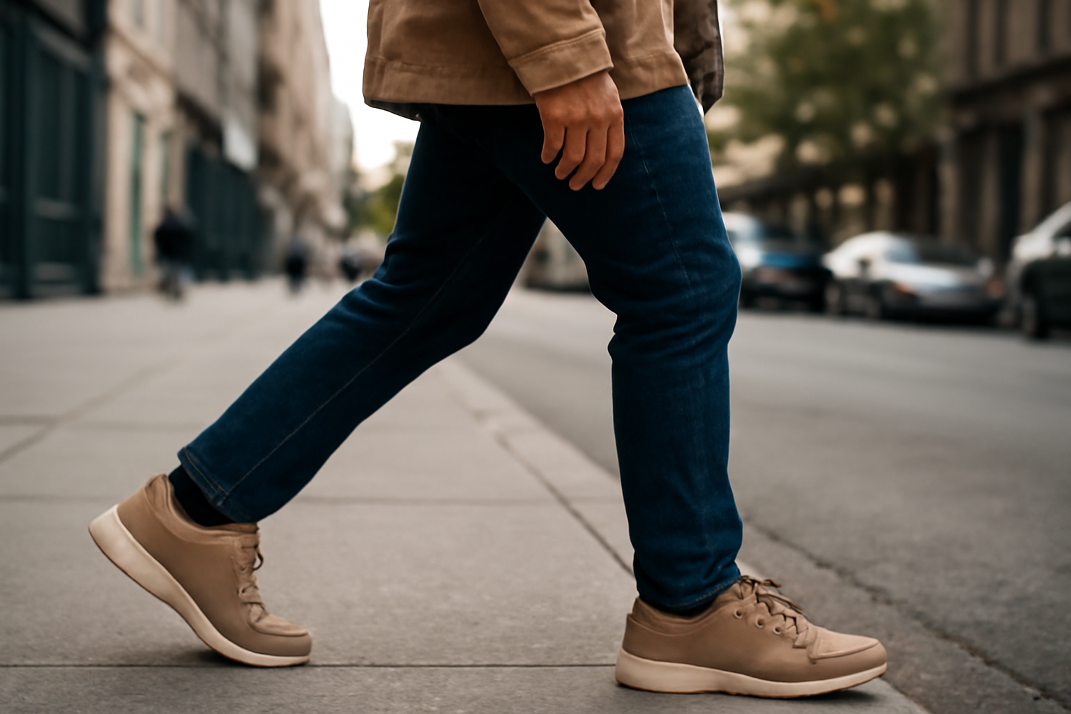 tendancemagasin-limiter-fatigue-pieds personne marchant en ville portant chaussures confortables