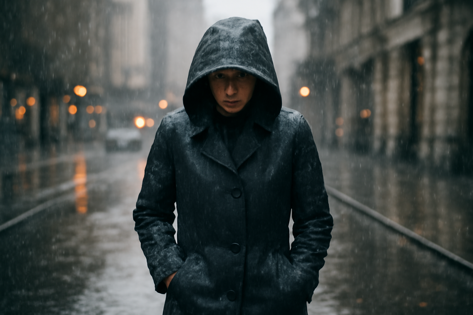 tendancemagasin-manteau-weekend-urbain personne portant manteau sous pluie fine en ville