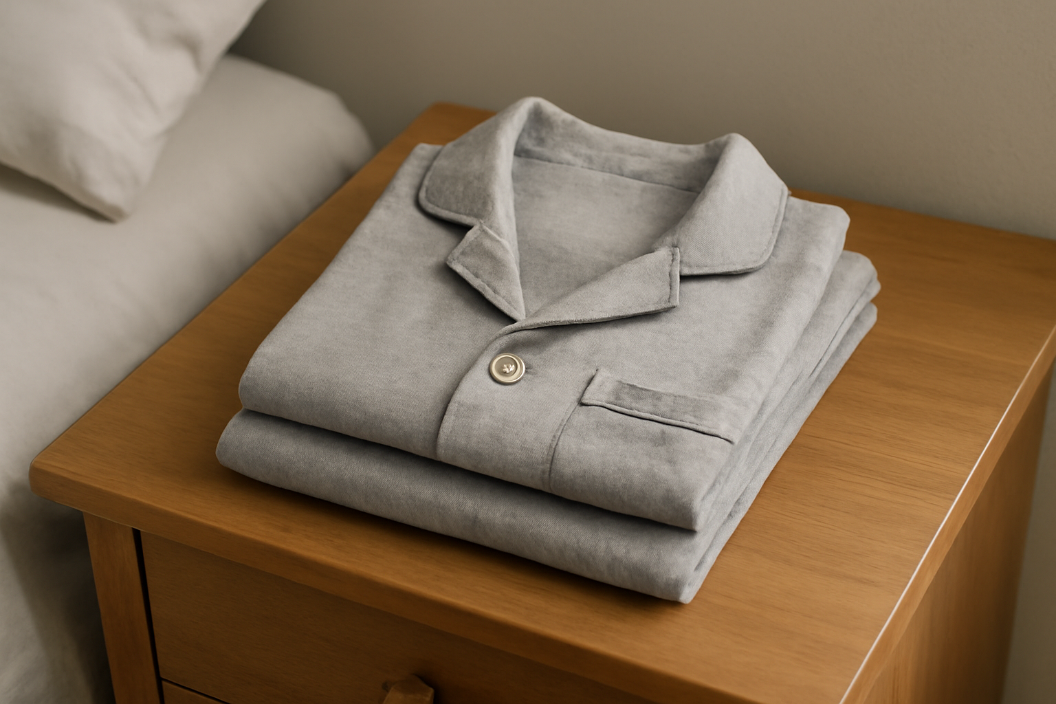 tendancemagasin-pyjama-nuits-fraiches pyjama leger plie sur table de chevet