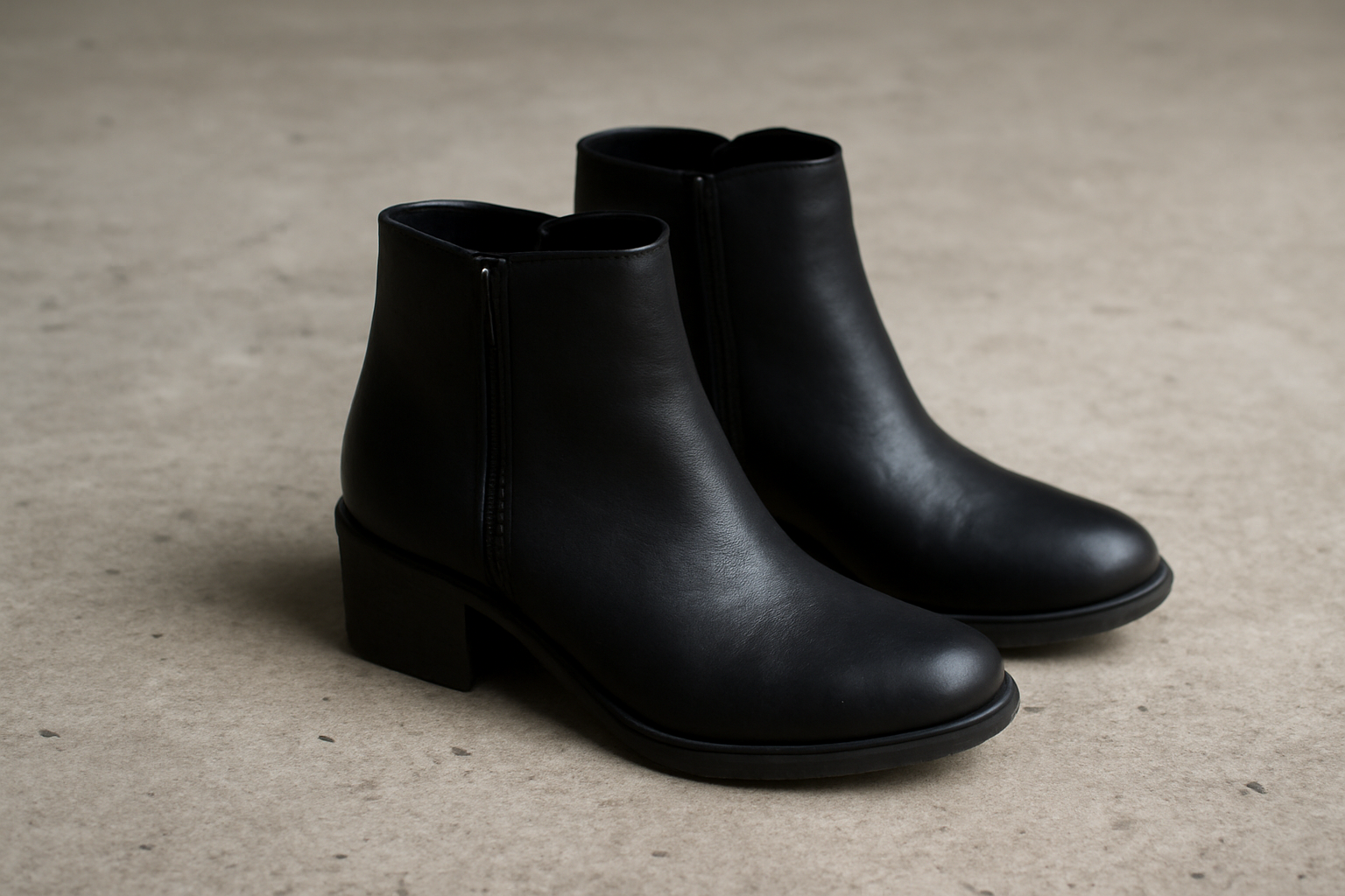 tendancemagasin-rick-owens-bottines bottines noires sur sol beton