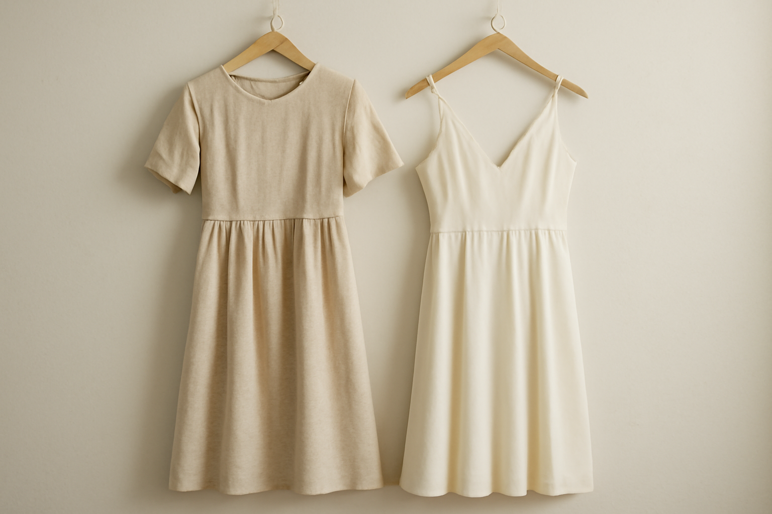 tendancemagasin-robe-chemise-ou-portefeuille deux robes suspendues cote a cote
