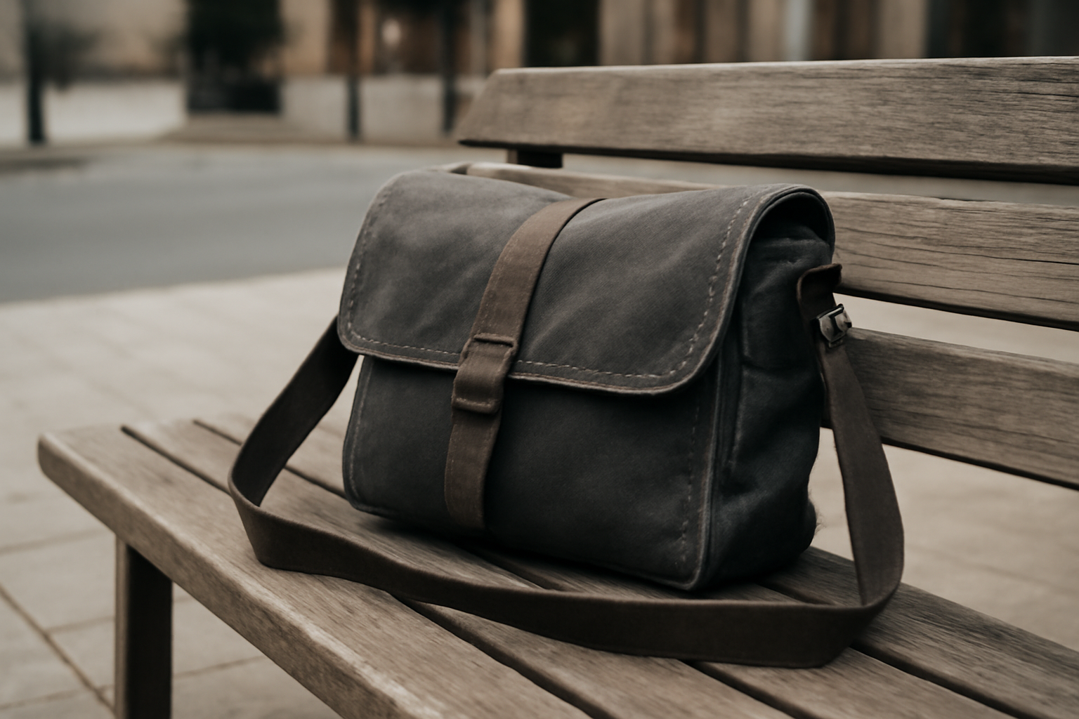 tendancemagasin-sac-bandouliere-appareil-photo sac bandouliere posé sur banc urbain