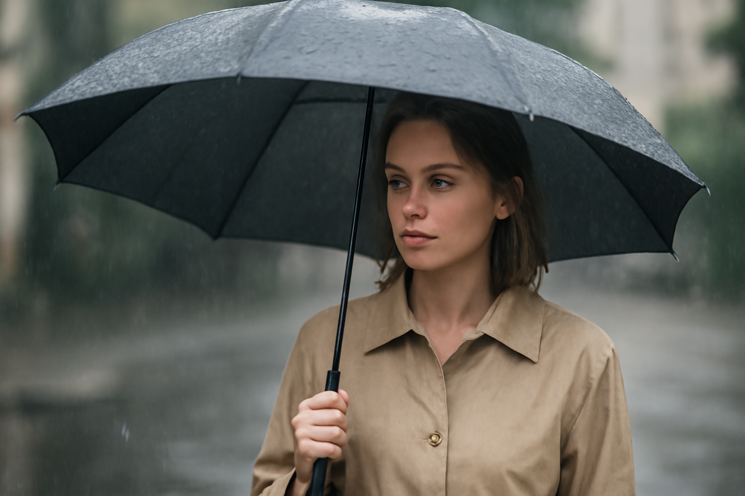 personne avec parapluie et imper léger