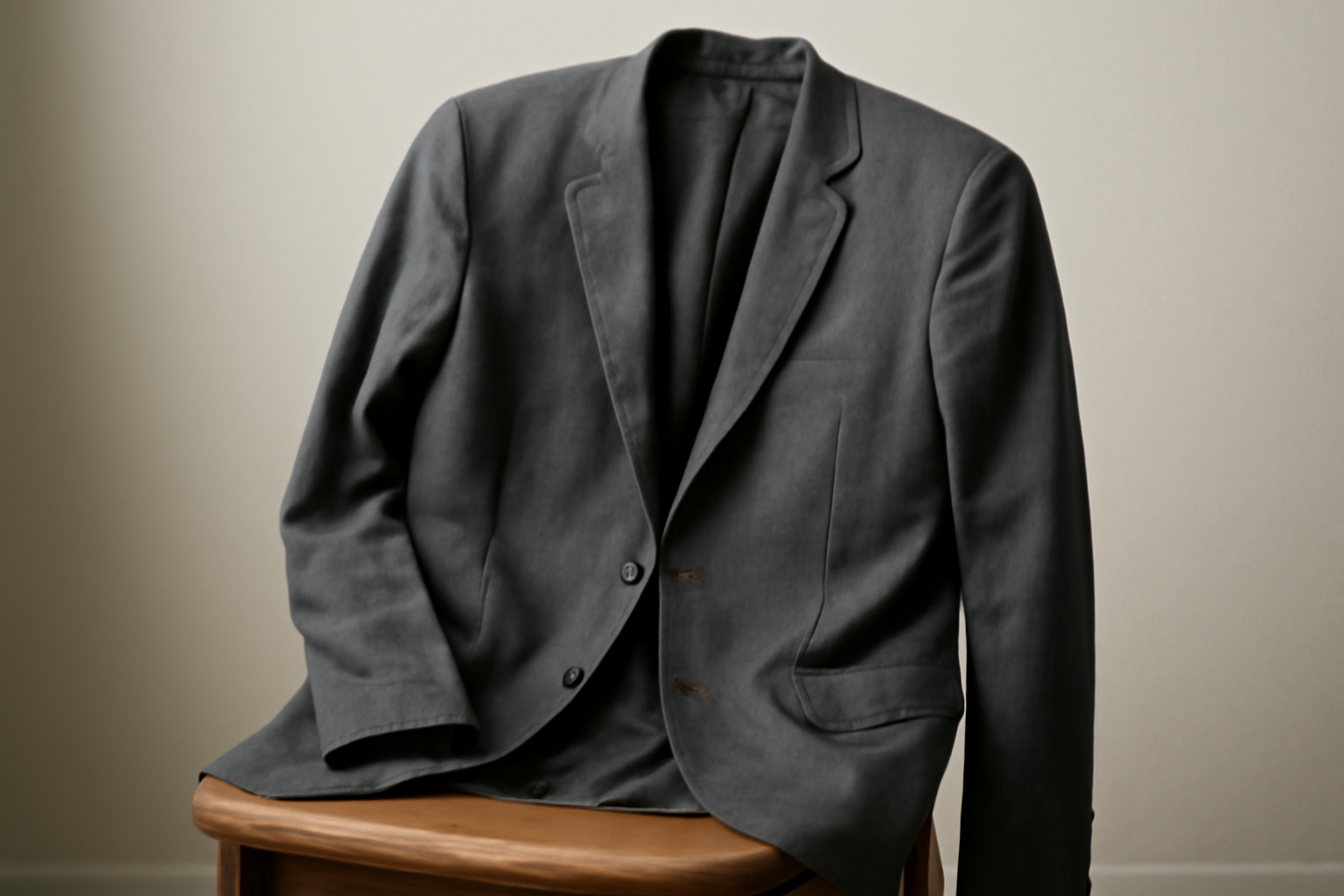 blazer posé sur dossier de chaise froissé