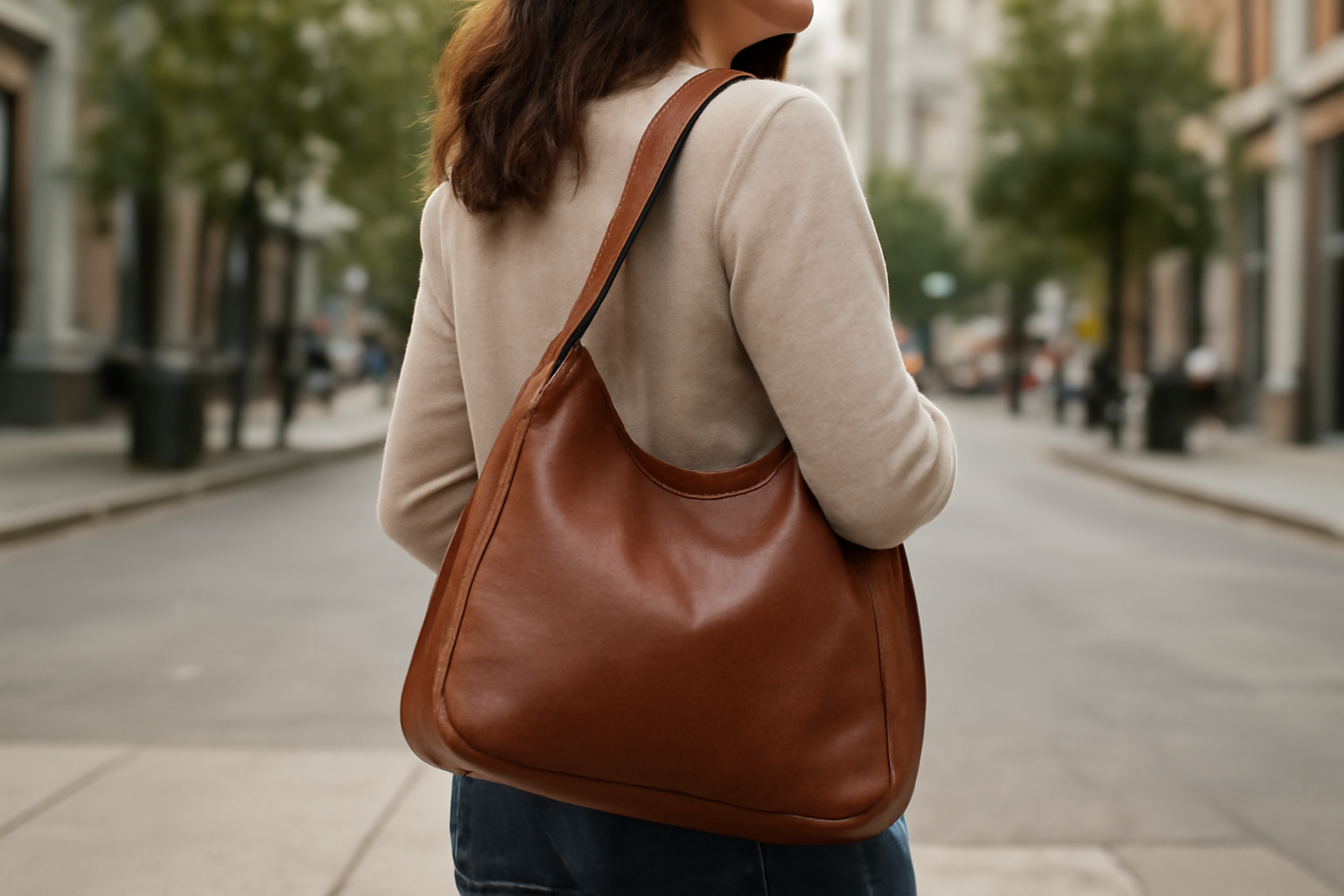 sac porté sur epaule en ville
