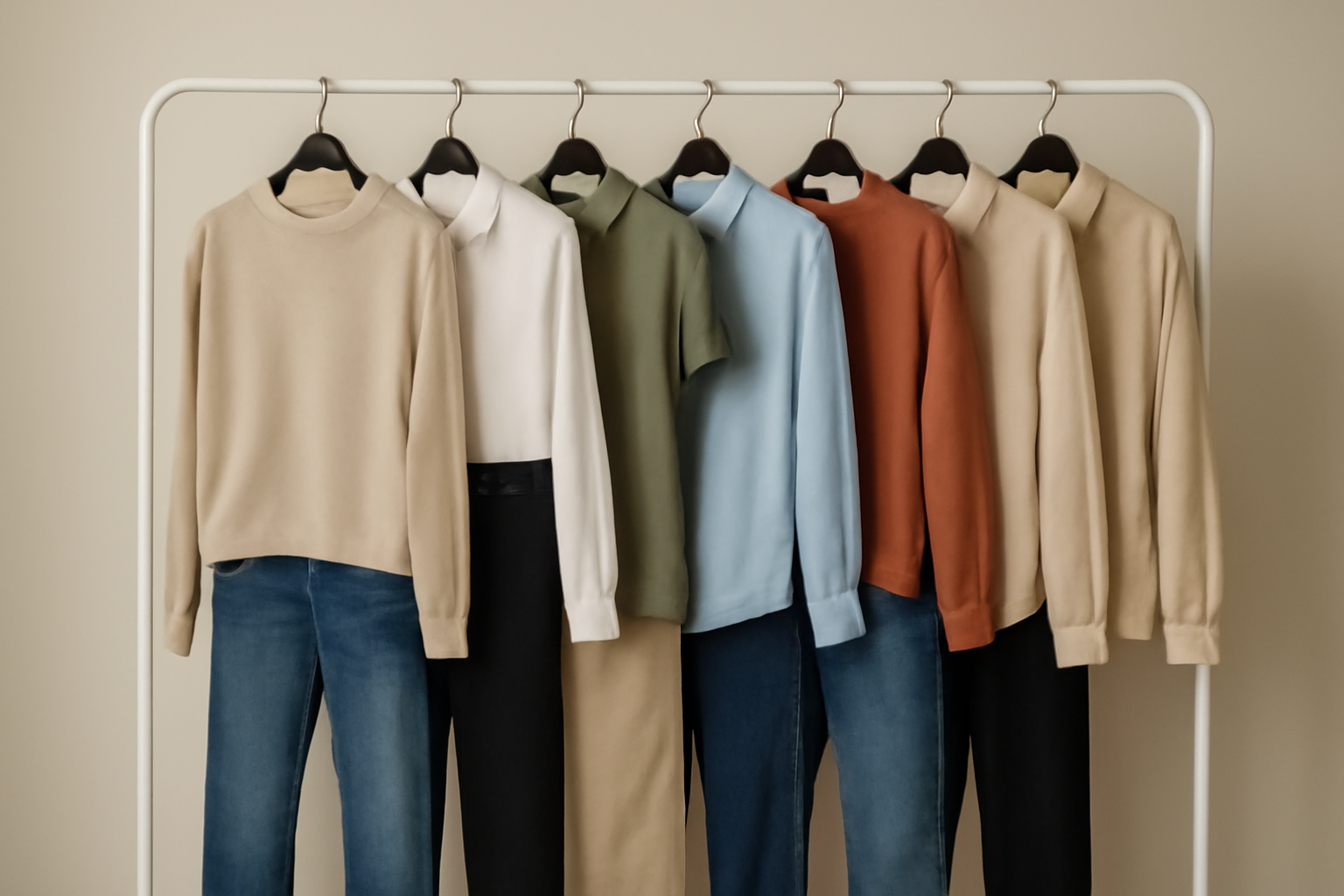 tenues préparées suspendues pour la semaine