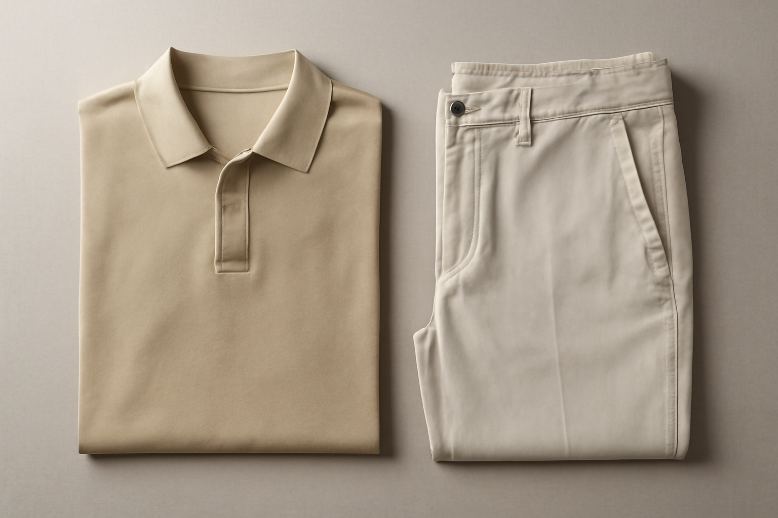 polo et pantalon clair posés côte à côte