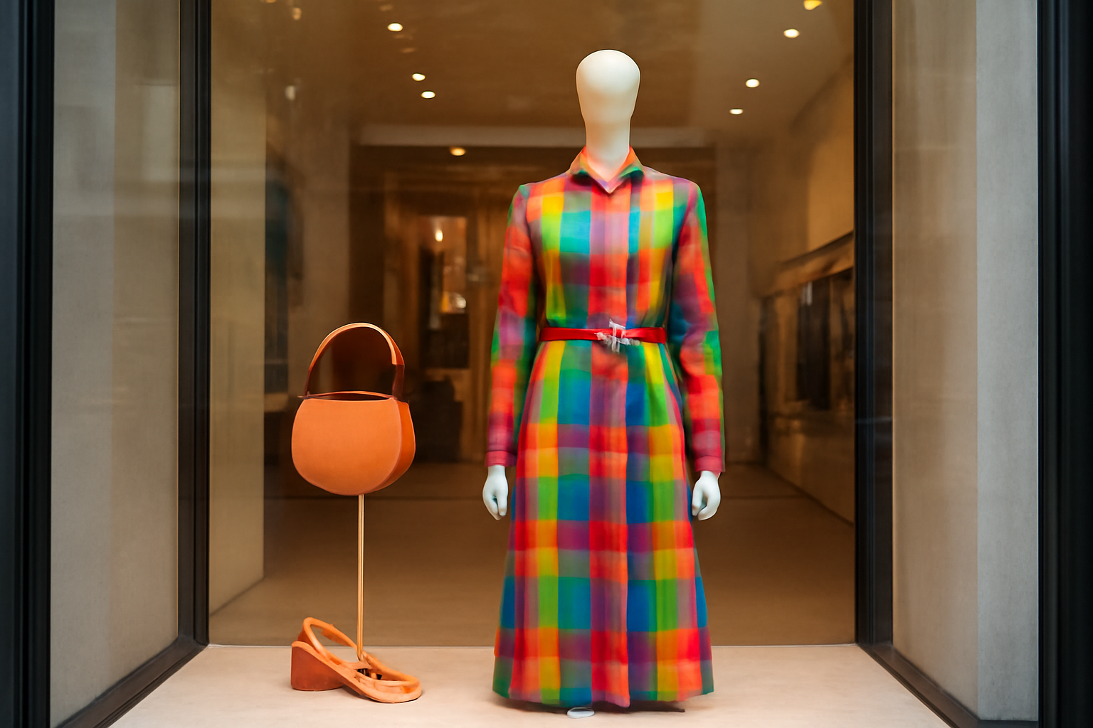 tendancemagasin-marni-investissement-piece vitrine boutique avec piece colorée mise en valeur