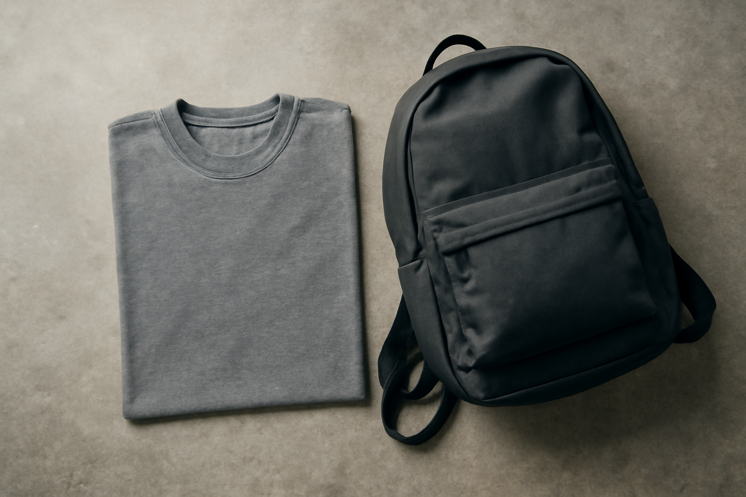 t-shirt posé près d'un sac à dos urbain