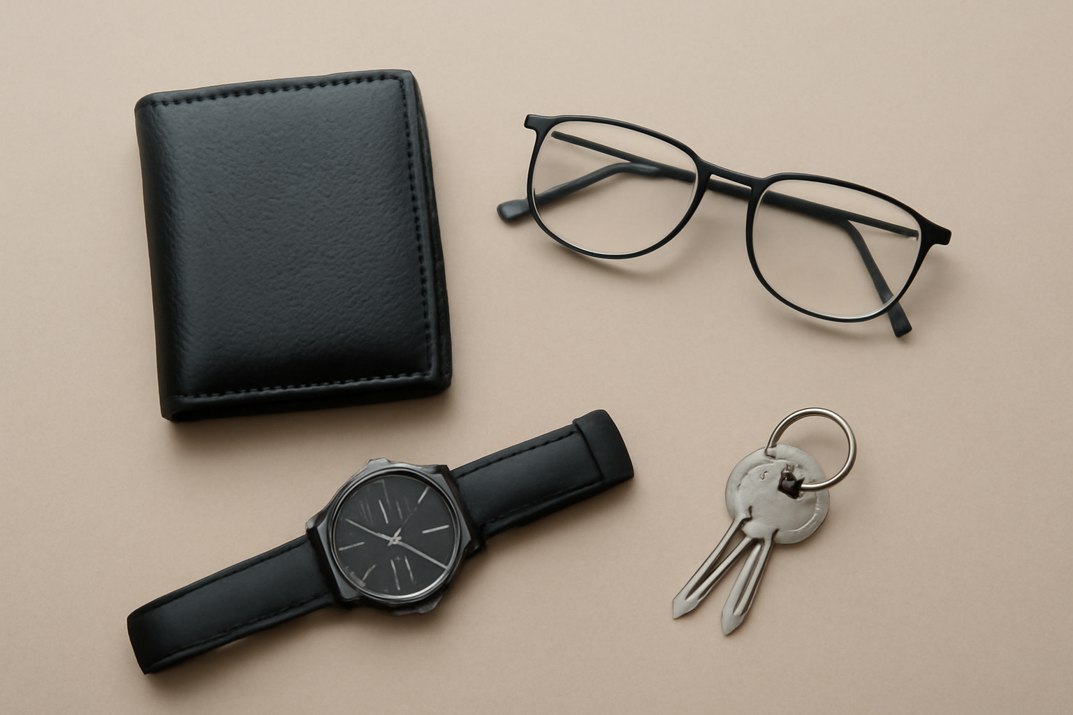 tendancemagasin-petites-touches-look-minimaliste accessoires discrets posés sur un fond neutre