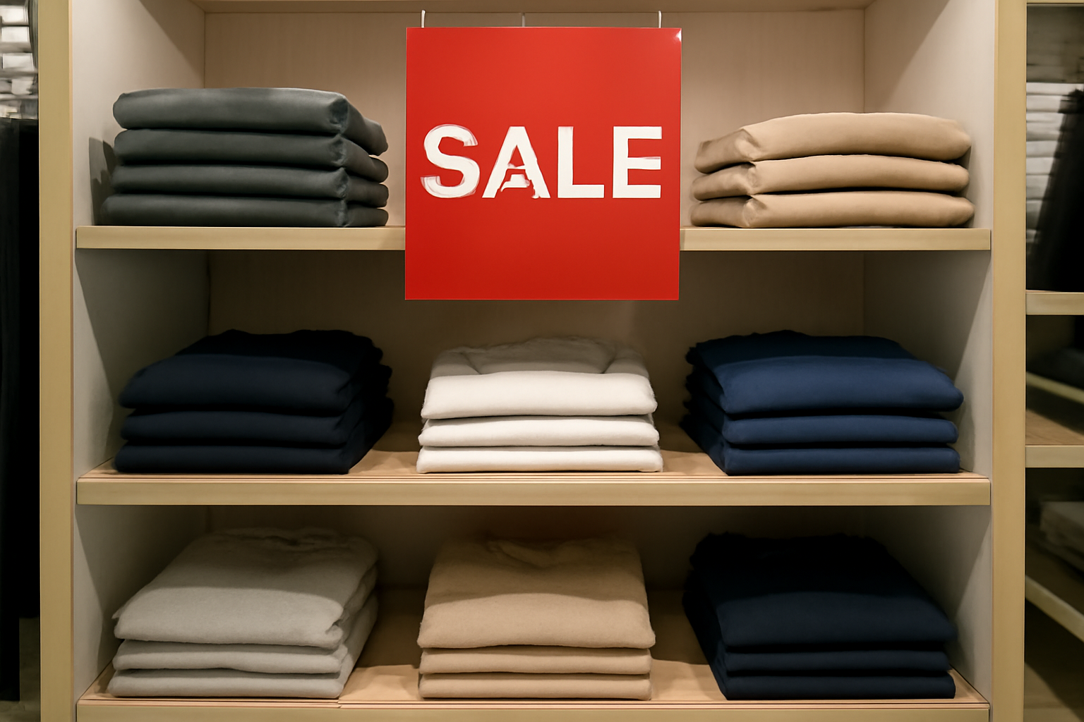 rayon soldes avec vêtements basiques pliés