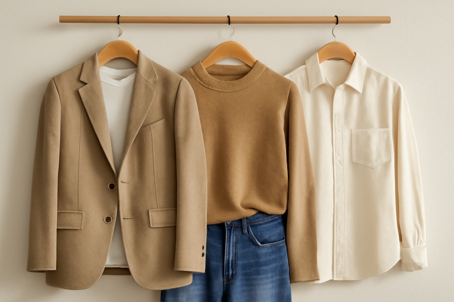 tendancemagasin-preparer-trois-tenues-veille trois tenues organisees sur porte-manteau