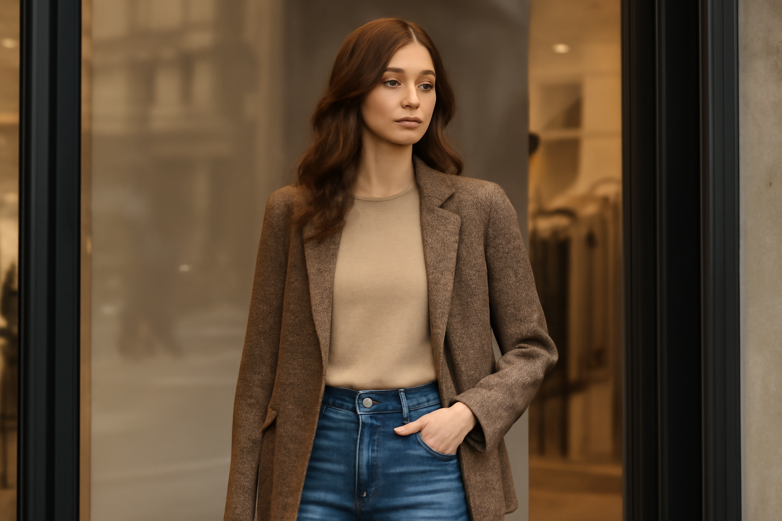 tendancemagasin-river-island-pieces-tendance mannequin en vitrine avec tenue tendance