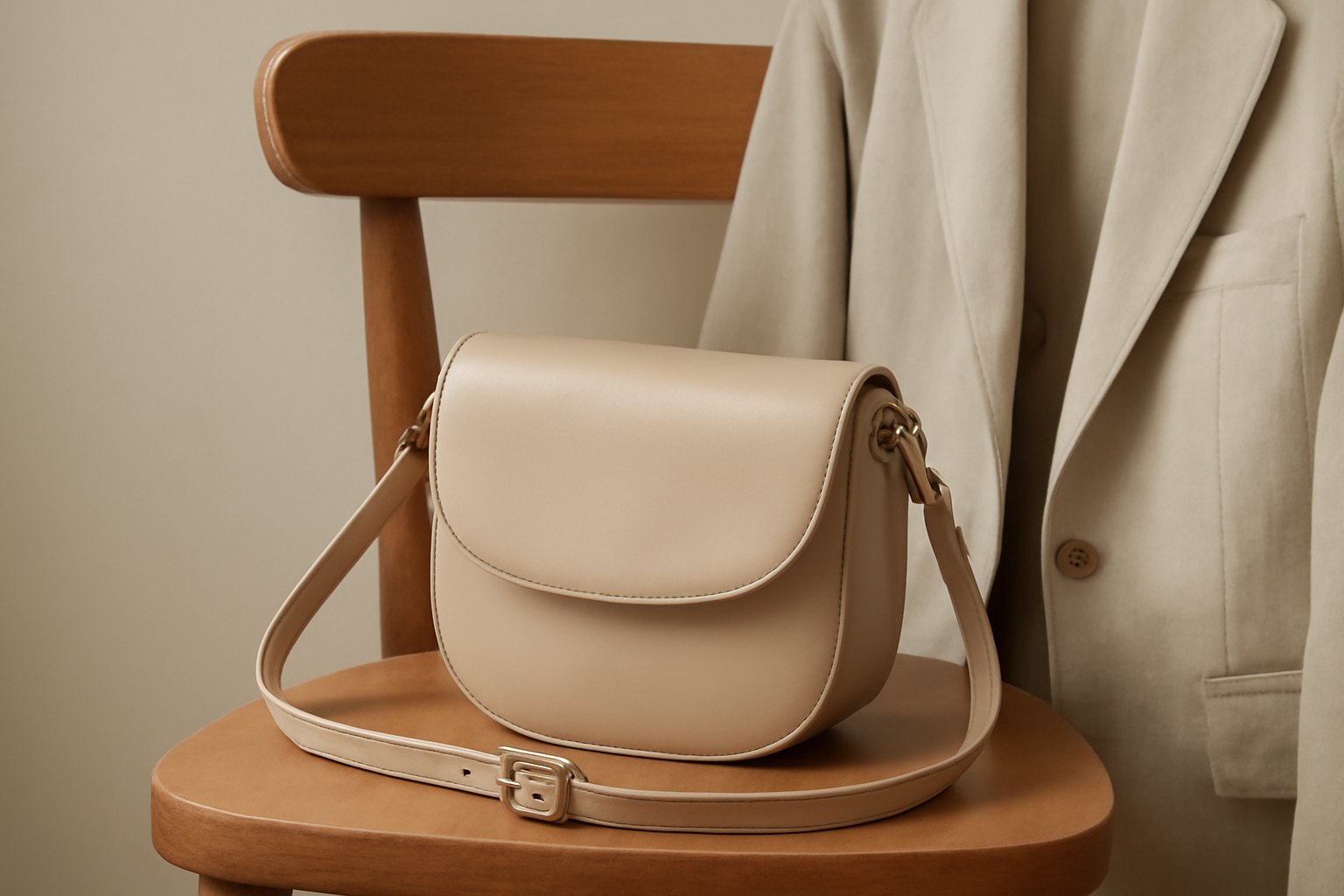 petit sac posé sur chaise près de tenue