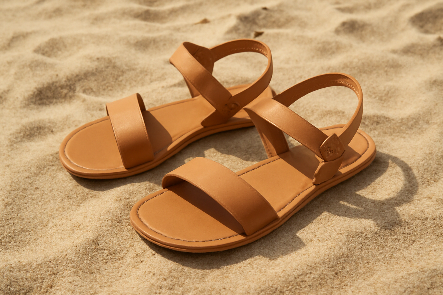 tendancemagasin-sandales-marcher-confort-ete paire de sandales posée sur sol de plage