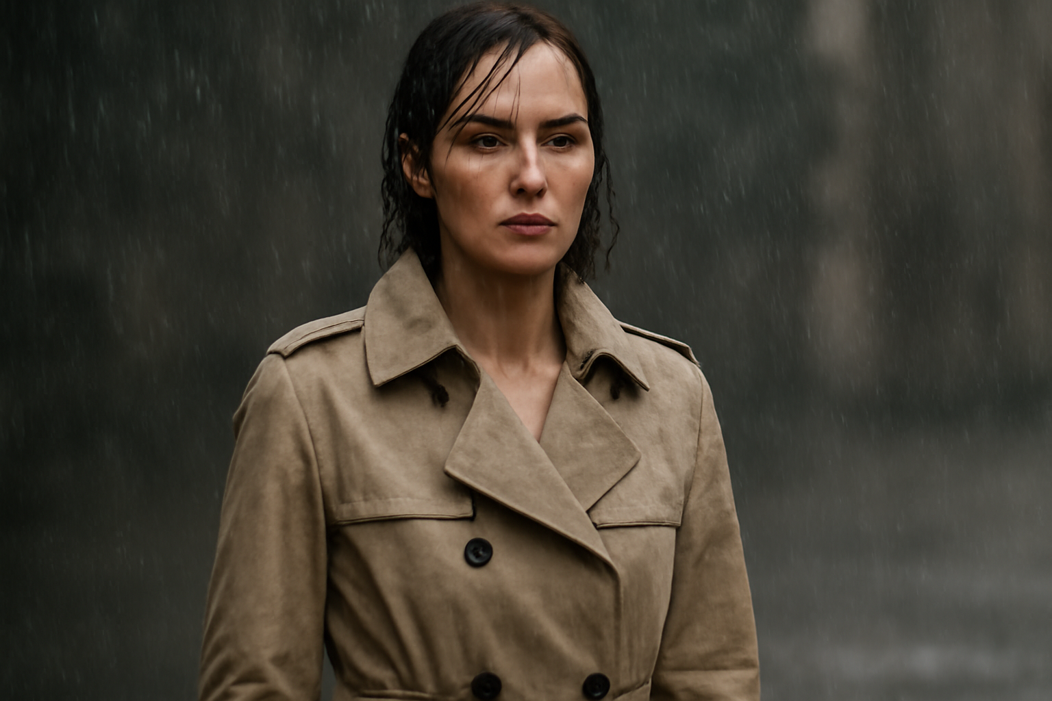 tendancemagasin-trench-manteau-mi-saison femme portant un trench sous pluie fine