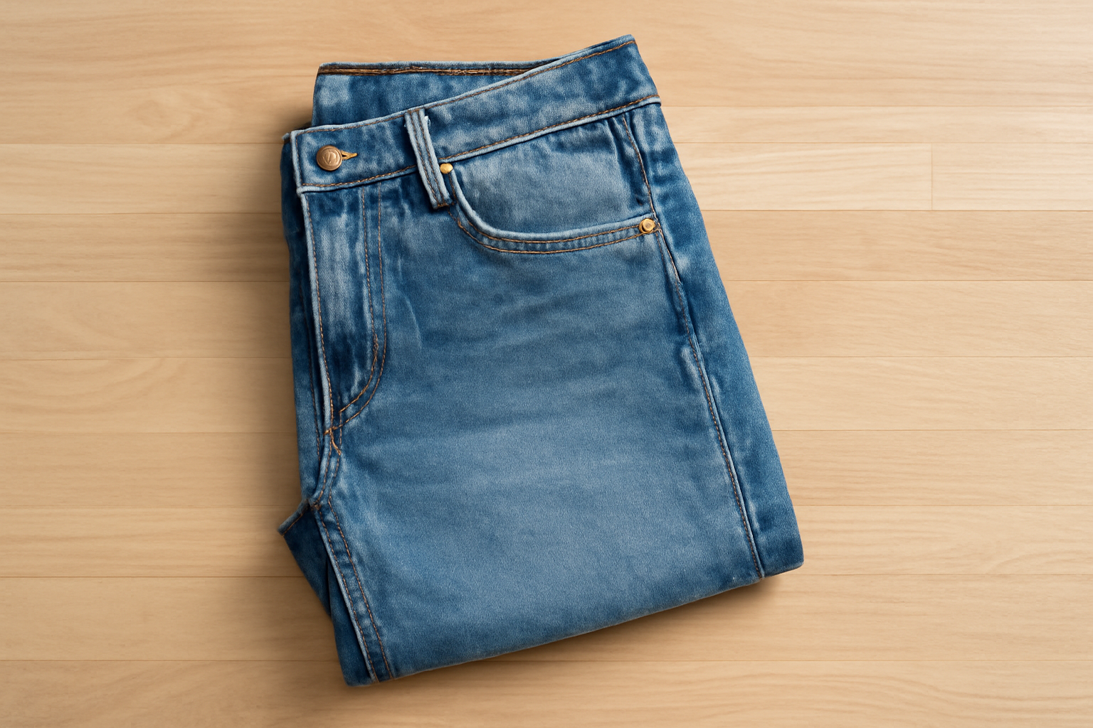 tendancemagasin-weekday-jeans-investissement jean posé sur une table en bois clair